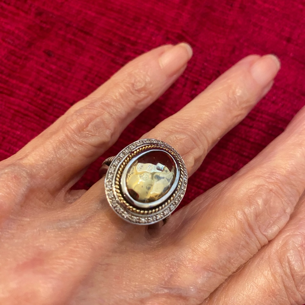 Effy sterling silver & 14k gold diamond ring